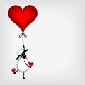 Cute little sheep hanging on red heart - balloon Royalty Free Stock Photo