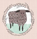 Cute little sheep illustration for children.