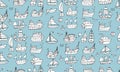 Cute little ships, seamless pattern for your design