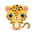 Cute little sitting jaguar. Jungle animal. Flat vector stock illustration Royalty Free Stock Photo