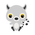 Cute little sitting lemur. Flat vector stock illustration