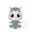 Cute little sitting opossum. Cartoon animal character for kids cards, baby shower, invitation, poster, t-shirt Royalty Free Stock Photo