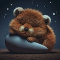 Cute little sleeping animal, created with generative AI