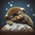 Cute little sleeping animal, created with generative AI