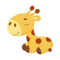 Cute little sleeping giraffe. Funny cartoon character for print, greeting cards, baby shower, invitation, wallpapers, home decor. Royalty Free Stock Photo