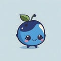 Cute little smiling blueberry with kawaii face. Funny and friendly food faces. Chibi happy cartoon characters