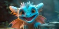 Cute little smily dragon face. Cartoon funny baby dragon with wings and horns. Happy fantasy characters head. Young