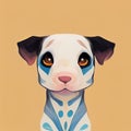 Cute little spotted puppy portrait. Dalmatian dog icon. Cute dolmatian dog. Digital illustration. AI-generated