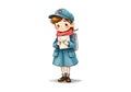 Cute little stewardess watercolor vector illustration. Royalty Free Stock Photo