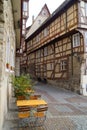 a cute little street cafe in the beautiful town Schwabisch Hall in Germany Royalty Free Stock Photo