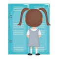 Cute little student girl in lockers