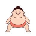 Cute little sumo wrestler. Flat design for poster or t-shirt. Vector illustration