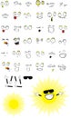 Cute little sun cartoon expressions set Royalty Free Stock Photo