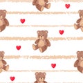 Cute little teddy bear pattern. Vector childish print Royalty Free Stock Photo
