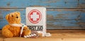 Cute little teddy bear receiving First Aid Royalty Free Stock Photo