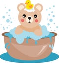 Cute little teddy bear taking a bath Royalty Free Stock Photo