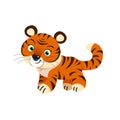 Cute little tiger. Chinese 2022 year symbol. Year of tiger. Cartoon mascot. Smiling adorable character. Vector illustration Royalty Free Stock Photo