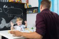 Cute little toddler boy at child therapy session. Royalty Free Stock Photo