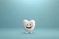 Cute little tooth cartoon cartoon character. Dentist smiling dentistry care blue hygiene tooth dental child smile. Royalty Free Stock Photo