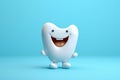 Cute little tooth cartoon cartoon character. Dentist smiling dentistry care blue hygiene tooth dental child smile. Royalty Free Stock Photo