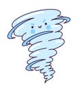 Cute little tornado with funny face. Simple cartoon character.