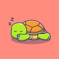 Cute little turtle illustration design sleeping fast