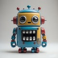 cute little vintage robot with happy expression - generated by ai