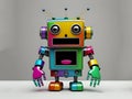 cute little vintage robot with happy expression - generated by ai