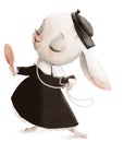 Cute little white cartoon hare lady