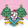 Cute Little white dog inside the christmas Gift Box vector Royalty Free Stock Photo