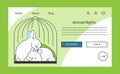 Cute little white rabbit web banner or landing page. Cruelty free sustainable