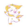 Cute little white unicorn is skipping Royalty Free Stock Photo