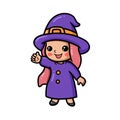 Cute little witch girl cartoon waving hand Royalty Free Stock Photo