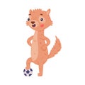 Cute Little Xerus Character with Pretty Snout Playing Football Vector Illustration