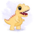 Cute Little Yellow Dinosaur, Primeval animal cartoon illustration Royalty Free Stock Photo