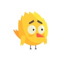 Cute little yellow upset chick bird standing character vector Illustration Royalty Free Stock Photo