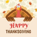 Turkey Bird Cartoon Mascot Character Holding A Happy Thanksgiving Sign Royalty Free Stock Photo