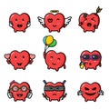 The cute live heart of the mascot bundle set