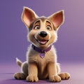 Happy Lavender Baby German Shepherd: Realistic 3d Render