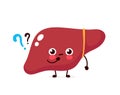 Cute liver with question mark character