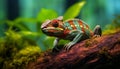 A cute lizard on a branch in a tropical forest generated by AI Royalty Free Stock Photo