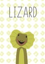 Cute lizard cartoon. Vector illustration. Poster, card for kids Royalty Free Stock Photo