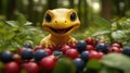 Cute lizard enjoying berries in a forest setting Royalty Free Stock Photo
