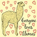 Cute llama or alpaca illustration