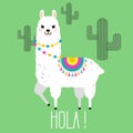 Cute llama and alpaca illustration for nursery design, poster, greeting, birthday card, baby shower design and party decor