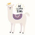 Cute llama in a crown