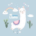 Cute Llama design floating in the sky