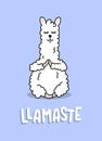 Cute llama illustration with llamaste inscription. Hand drawn ll