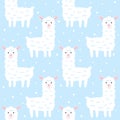 Cute llama seamless pattern background