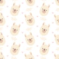 Cute llama seamless pattern background